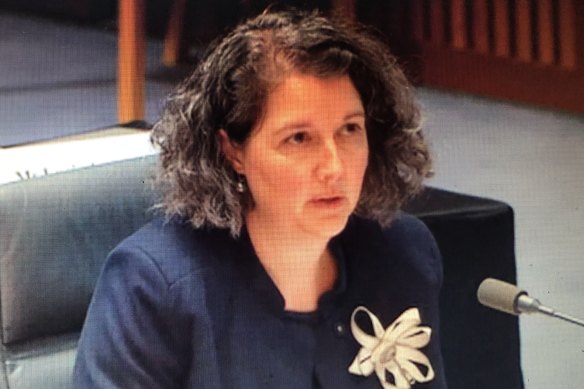 Australian Law Enforcement Integrity Commissioner Jaala Hinchcliffe at Senate estimates on Thursday night.