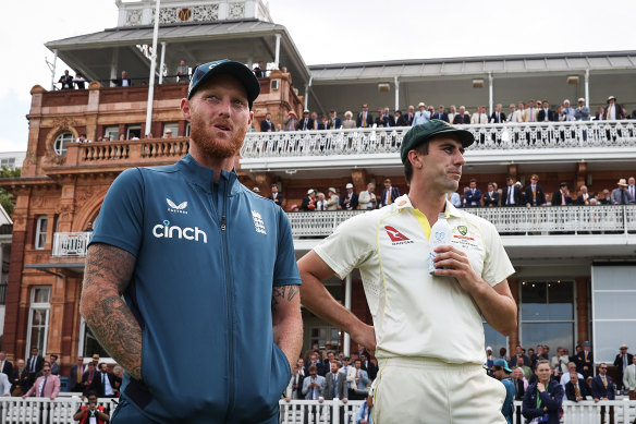 Ben Stokes and Pat Cummins after the second Test at Lord’s.
