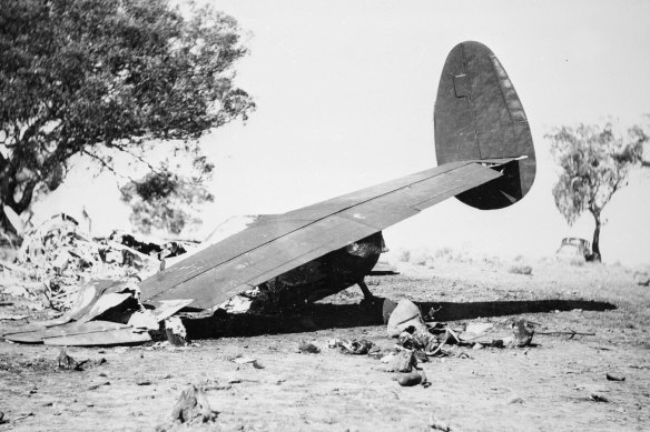 Wreckage at the site of the plane crash.