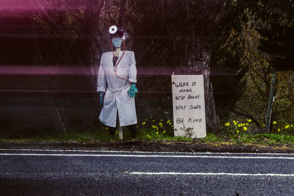 A doctor scarecrow  on the Heidelberg-Kinglake Road at Hurstbridge.