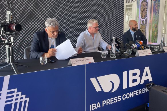 International Boxing Association officials turned a press conference into a four-hour farce of yelling and sidestepping.