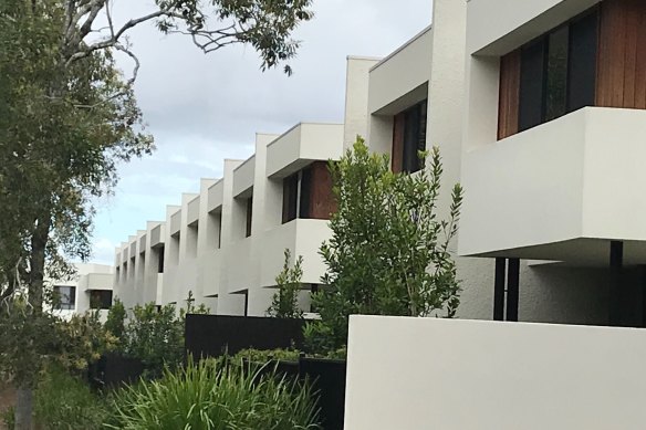 An example of contemporary-style  terrace houses at Minnippi Estates which allow increased density with increasing heights.