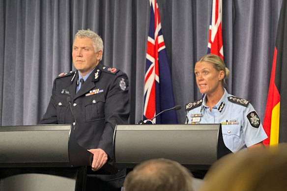 WA Police Commissioner Col Blanch and Australian Federal Police Commissioner Krissy Barrett confirming the Invasion Day rally incident had been declared an act of terror.