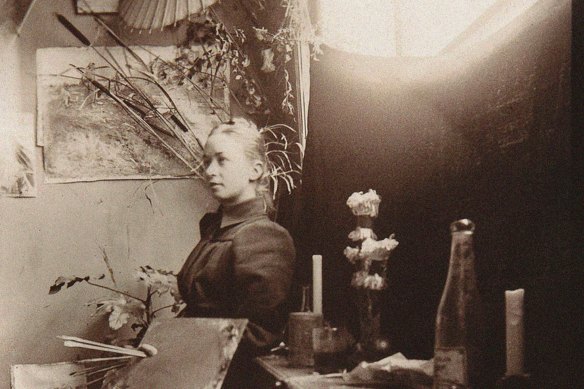 Hilma af Klint at the Kungliga Akademien in Stockholm, 1885. 
