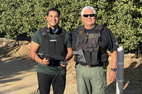 Mark Fennell with an investigator while recording for Nut Jobs.