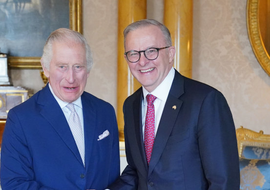King Charles III and Prime Minister Anthony Albanese in May.