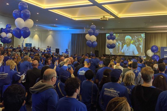 Around 1000 party faithful have attended Josh Frydenberg’s campaign launch in Melbourne. 