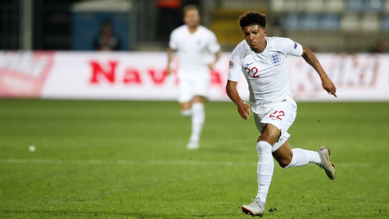 Promising: Jadon Sancho made his England debut against Croatia.