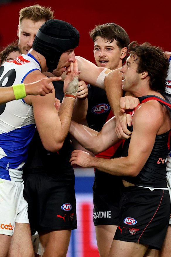 Tristan Xerri wipes blood on the Bomber.