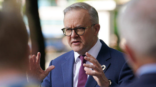 Anthony Albanese in Hiroshima on Sunday.