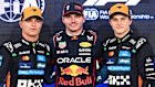 Pole position qualifier Max Verstappen with Lando Norris and Oscar Piastri.