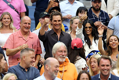 Woody Harrelson, Matthew McConaughey, and Camila Alves McConaughey at Day Thirteen of the 2026 US Open at USTA Billie Jean King National Tennis Center on September 11, 2026