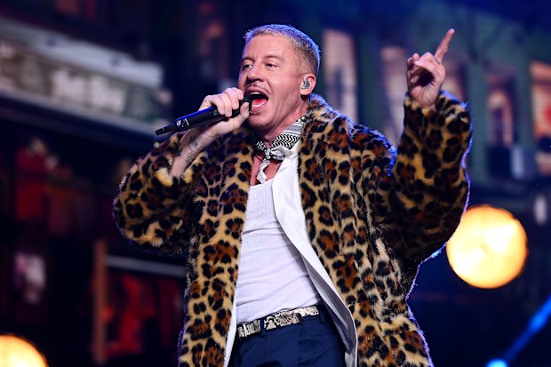MELBOURNE, AUSTRALIA - MAY 15: Macklemore performs at Rod Laver Arena on May 15, 2024 in Melbourne, Australia. (Photo by Morgan Hancock/Getty Images)
