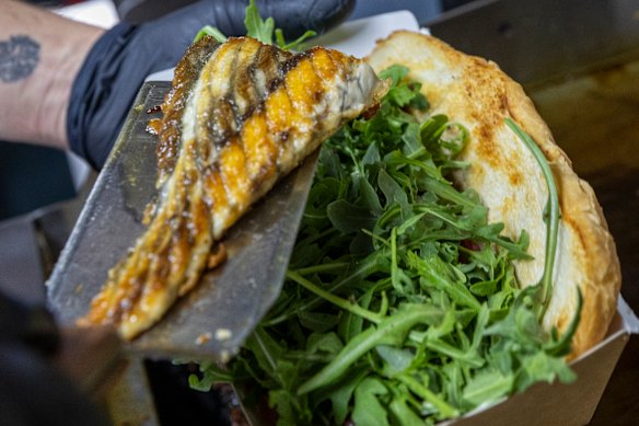 Crusty barramundi rolls are a riff on the traditional Turkish mackerel roll.