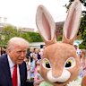 President Donald Trump, the First Lady and the Easter Bunny at the annual egg roll at the White House.