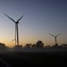 Wind turbines near Ballan in Western Victoria where renewables policies are brewing as an election issue 