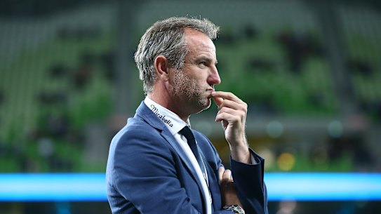 A pensive Grant Brebner during Victory’s thumping loss on Saturday night.