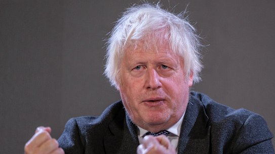 Boris Johnson speaks at a literary festival in Lviv last week. 