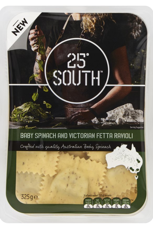 25degrees South baby spinach and fetta ravioli.