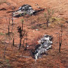 The crash site of the two Black Hawk  helicopters near Townsville.