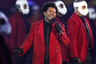The Weeknd during his Super Bowl performance last February. The singer has just released his new album Dawn FM.