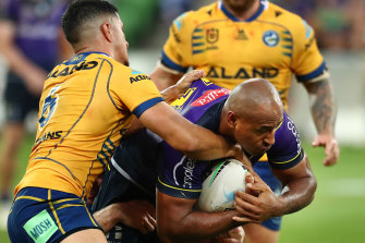 Melbourne Storm’s Felise Kaufusi (centre) says rugby league is as fast as ever, if not faster.