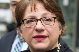 Former Liberal MP Sophie Mirabella outside the County Court in 2018. 