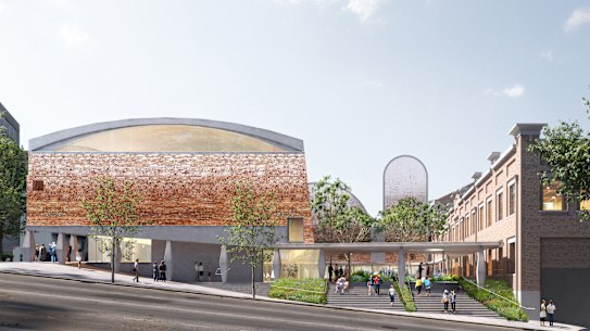 An artist’s impression of the revamped building and the galleria from Macarthur Street into the internal courtyard.