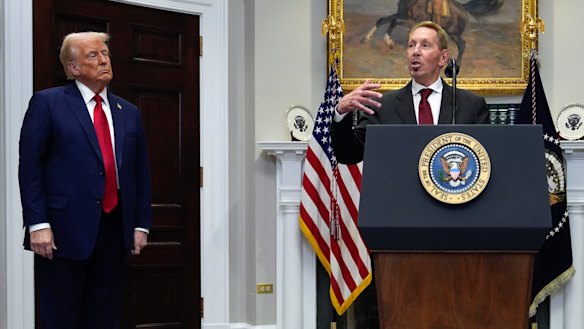 Donald Trump and Larry Ellison, the father of Paramount head David Ellison.