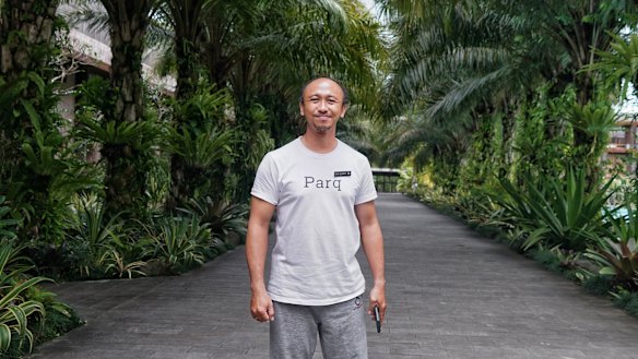 Dwi Surya in the lush surrounds of the complex he manages in Ubud.