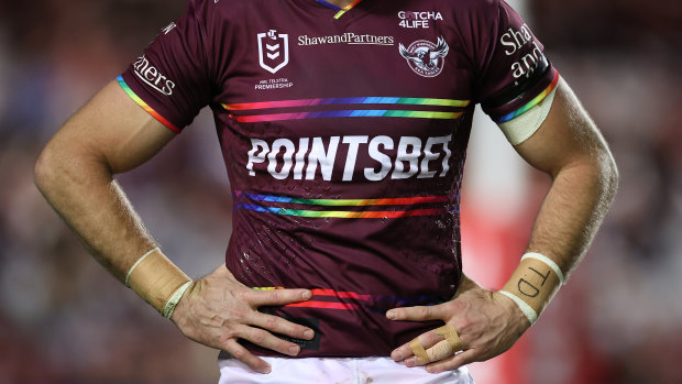 Manly’s controversial ‘Everyone in League’ jersey.