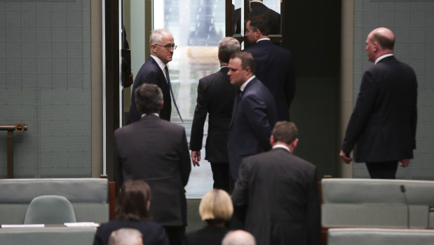 Prime Minister Malcolm Turnbull leaves the House of Representatives after it adjourned on Thursday.