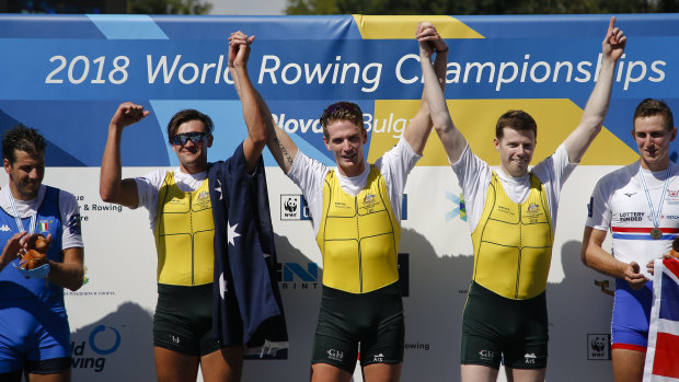 Member's of the Australian team on the podium.