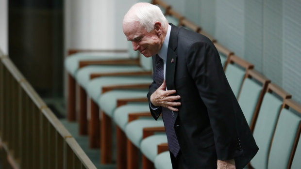 Late US Senator John McCain in the House of Representatives at Parliament House in Canberra in 2017.