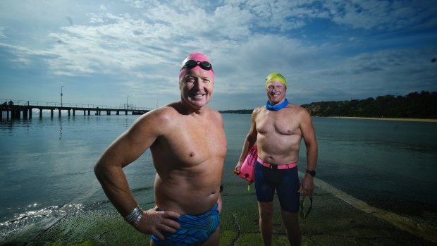 Charlie Evans (left) and Peter Hendriks at Half Moon Beach, Black Rock.