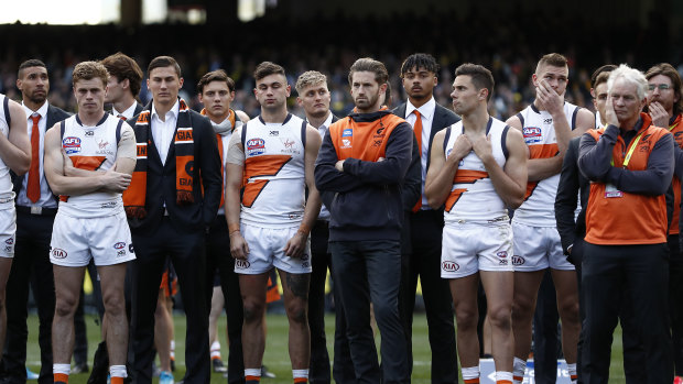 Giants players and officials come to terms with their AFL grand final defeat.