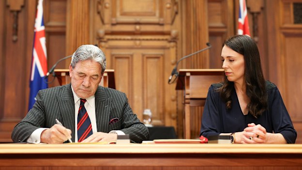 With New Zealand's deputy prime minister, Winston Peters.