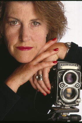 Fiona Adams with the Rolleiflex camera she used to take the Beatles photo.