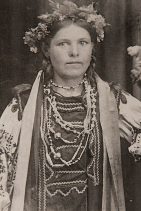 Klara Djachenko wearing traditional dress in her teenage years. 