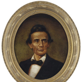 A portrait of an unbearded Abraham Lincoln by John C. Wolfe from the 1860s.