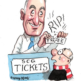Sports Minister John Sidoti does not want free tickets from the SCG Trust any more.