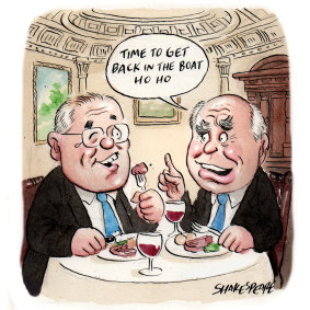 Scott Morrison and John Howard sat down to lunch at the Australian Club.