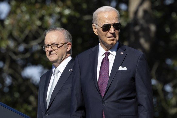 Prime Minister Anthony Albanese and US President Joe Biden during last year’s state visit to the US.