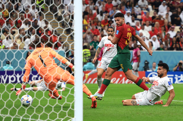 Goncalo Ramos scores the 16th double of this World Cup to date.