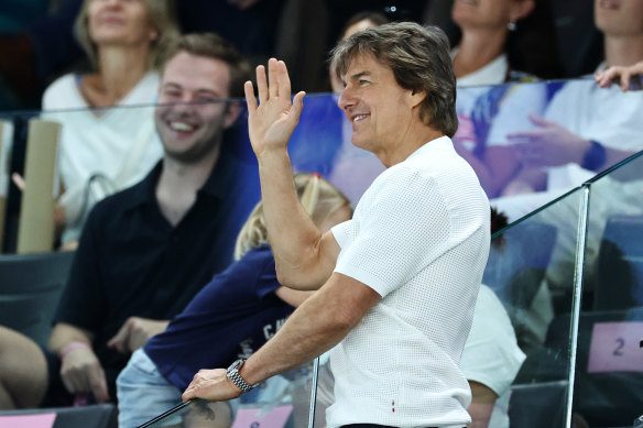  Tom Cruise at the Artistic Gymnastics qualification on day two of the Olympic Games at Bercy Arena.