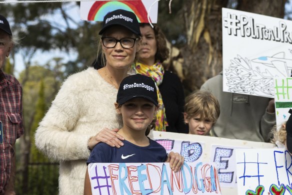 Saffrine Duggan and one of her six children, Hazel, pictured in April.