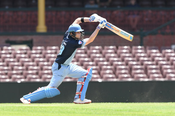 Smith bats for Sutherland during the Kingsgrove Cup T20 Cup finals at the SCG in December.