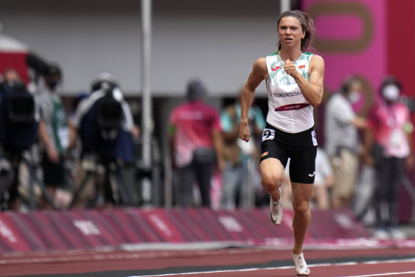 Running for a safer life: Krystsina Tsimanouskaya of Belarus.