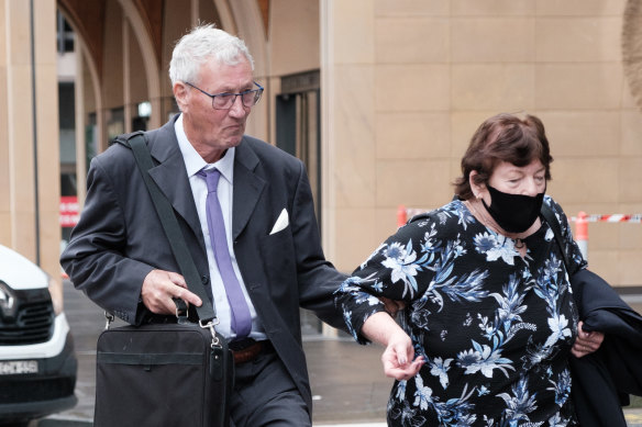 Bill Spedding arrives at the Supreme Court in Sydney on Tuesday with his wife Margaret.
