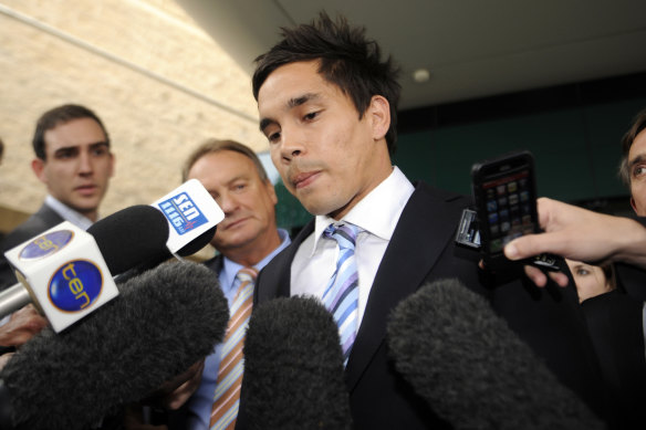 Mathew Stokes after his court appearance in Geelong in 2010.